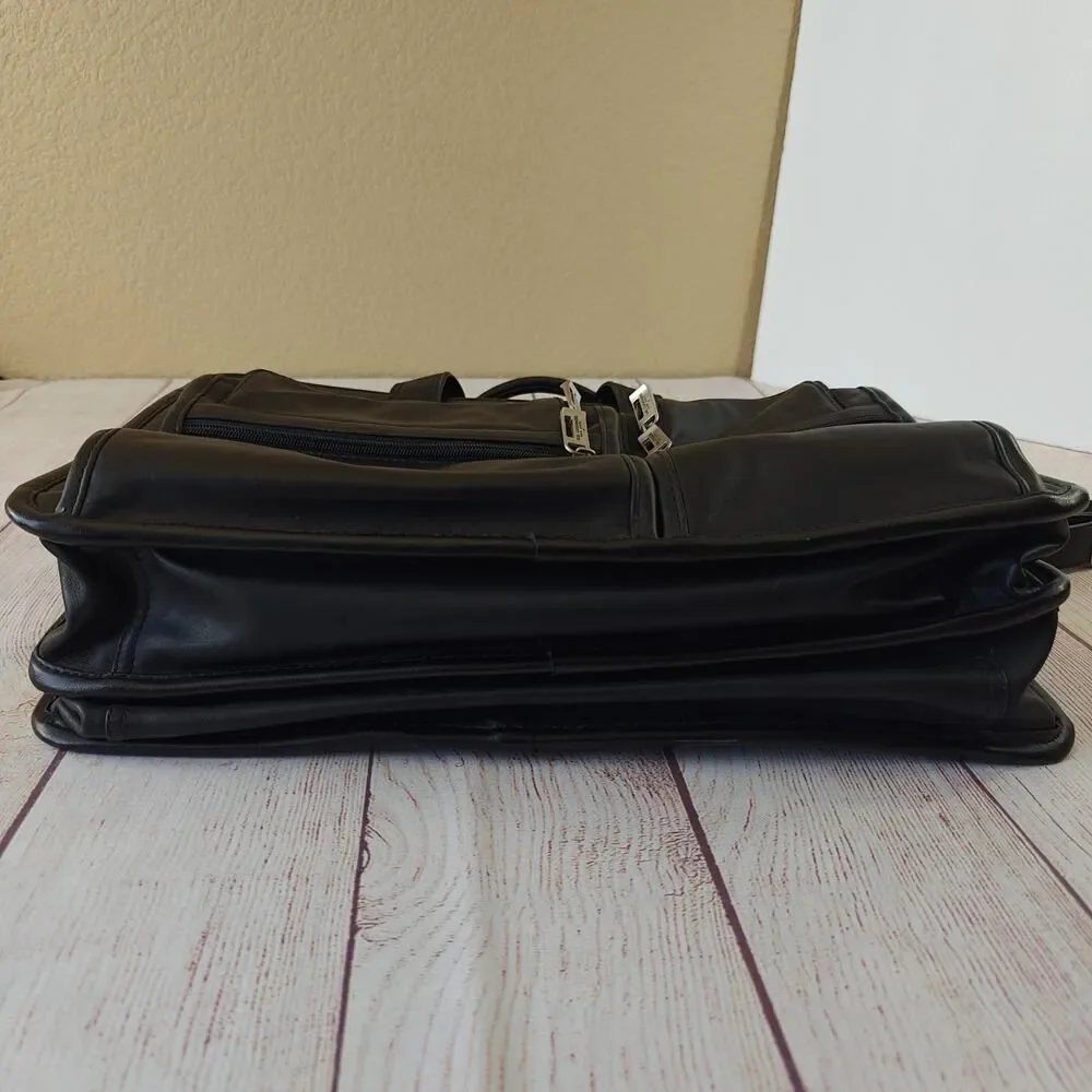 Vintage 90s U.S. Luggage NY leather expandable briefcase/laptop travel bag